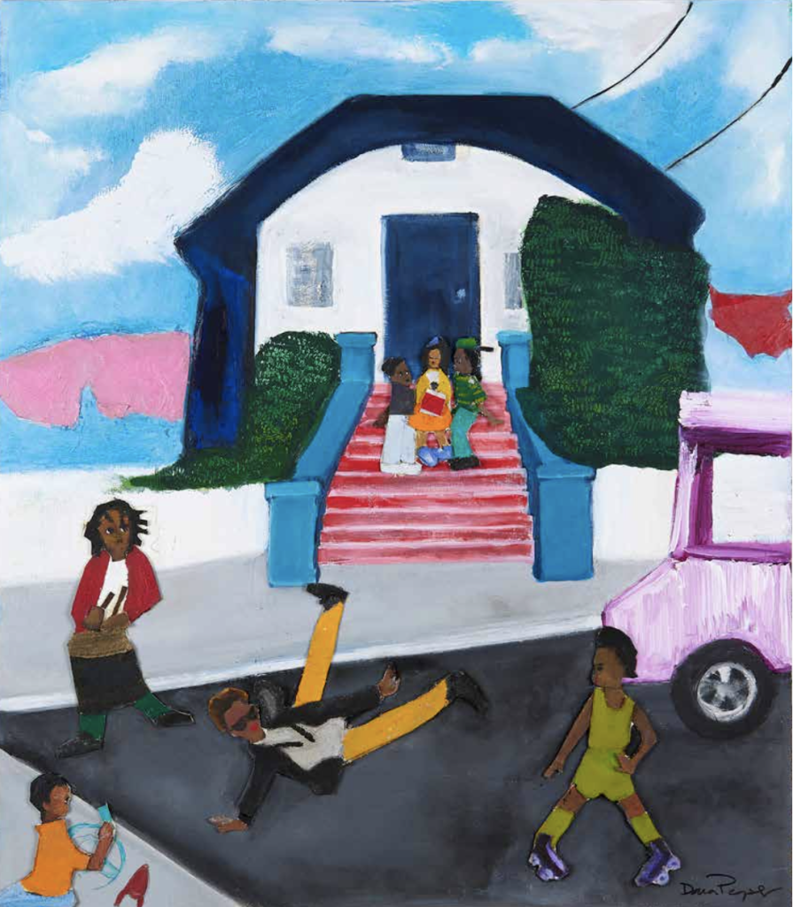 Ta Da! artwork by Daria Peoples - oil on paper showing children playing outside in various activities